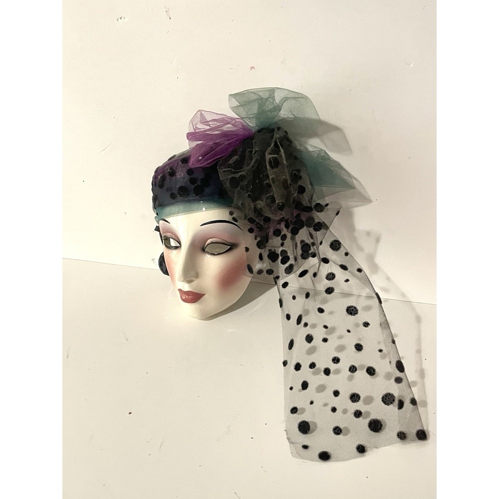 Vintage Clay Art Ceramic Lady Porcelain Mask Art Deco Style - Picture 2 of 5